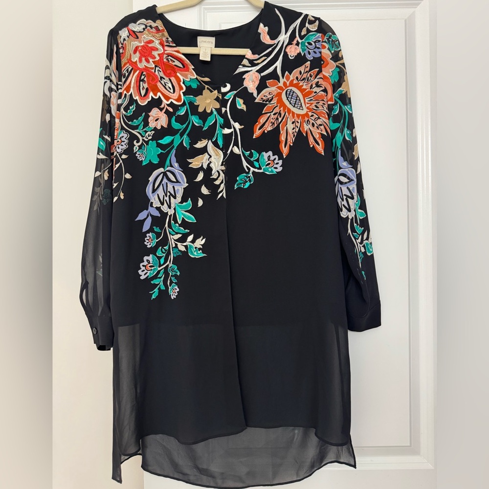 FLORAL CHICO’S SHEER TUNIC